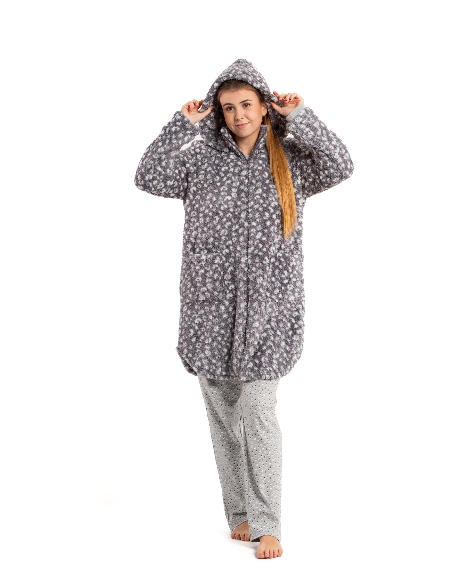 Animal print dressing gown with zip - Snow I