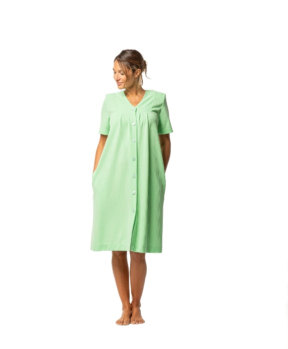Robe De Chambre Courte En Coton Boutonnée Egatex Taille 48 - Rose